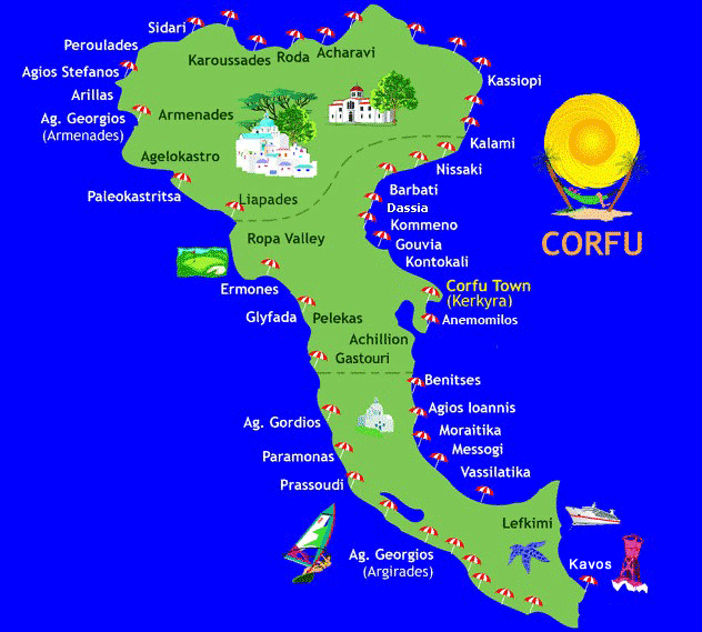 agios georgios krf mapa Map of Corfu (Kerkyra)   Find out where is Corfu agios georgios krf mapa